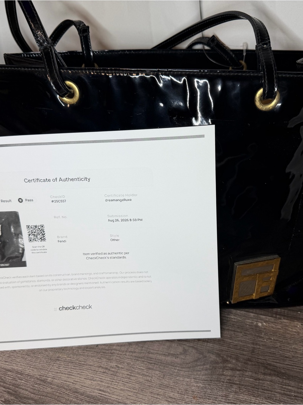 Vintage Fendi Black Patent FF Logo Tote - Picture 11 of 12